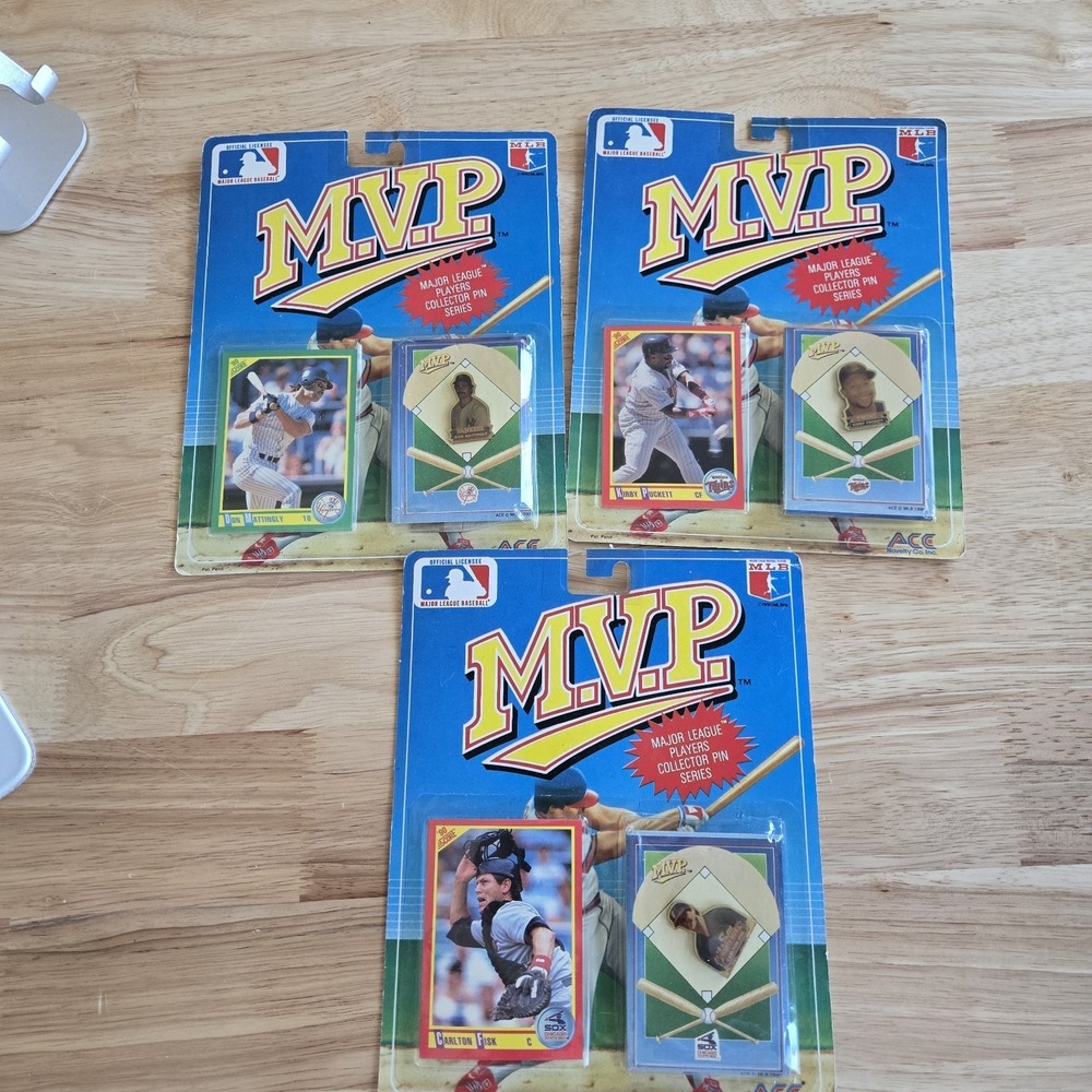 Lot of 3 1990 MLB MVP Major League Players Collector Pin Series- Unopened